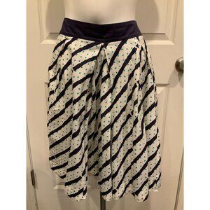 Edme & Esyllte Anthropologie Blue & White Striped Polka Dot A-Line Skirt, Size 6